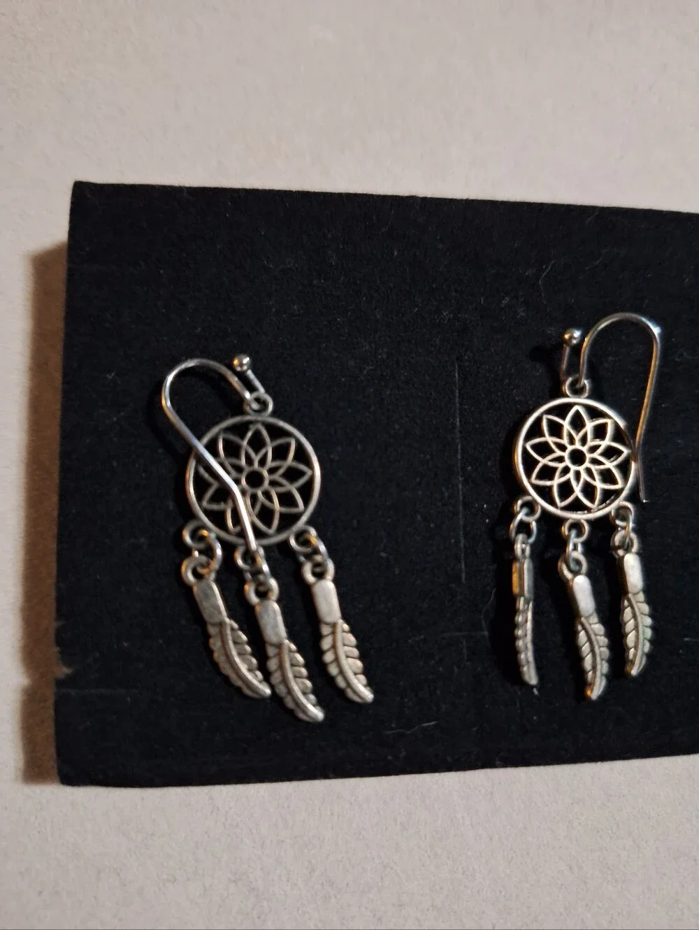 Sterling Silver Dreamcatcher Feather Dangle Earrings - Unbranded